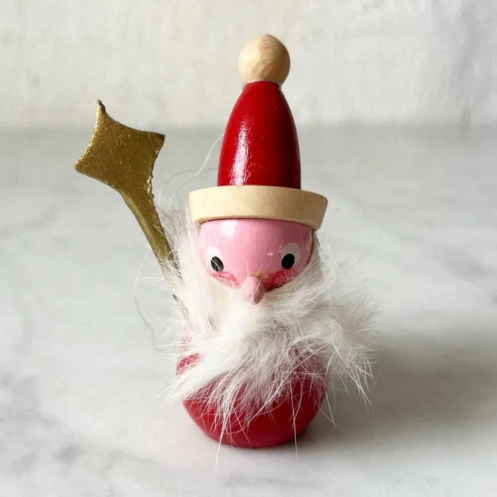 Vintage Steinbach Christmas Ornament Wooden Santa Gold Scepter Made in Germany
